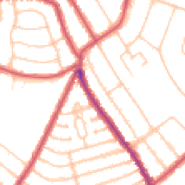 Daytime road noise heatmap for NW10 3NX