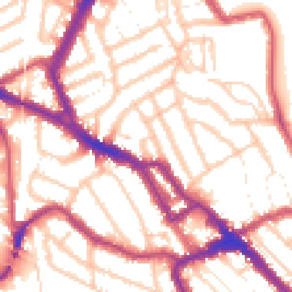 Daytime road noise heatmap for NW10 4BG