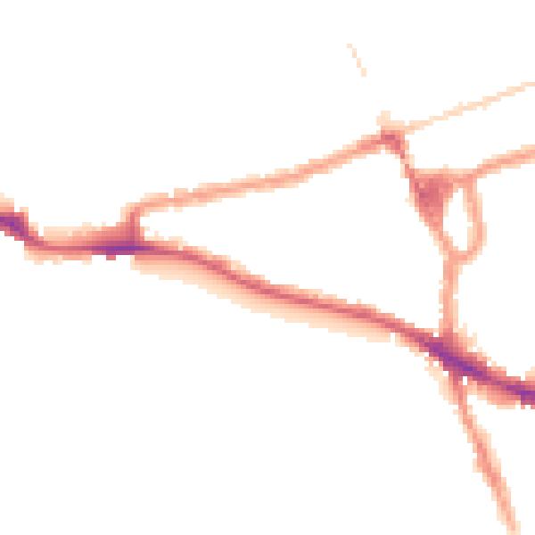 Night-time road noise heatmap for NW10 5DJ