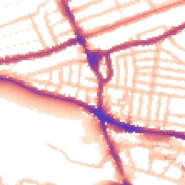 Daytime road noise heatmap for NW10 5LN