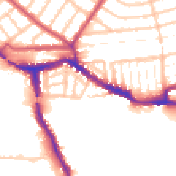 Daytime road noise heatmap for NW10 6BR