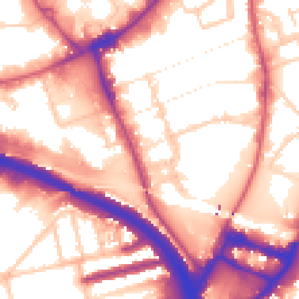 Daytime road noise heatmap for NW10 6LS