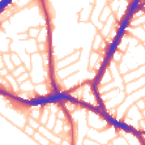 Daytime road noise heatmap for NW10 8QR