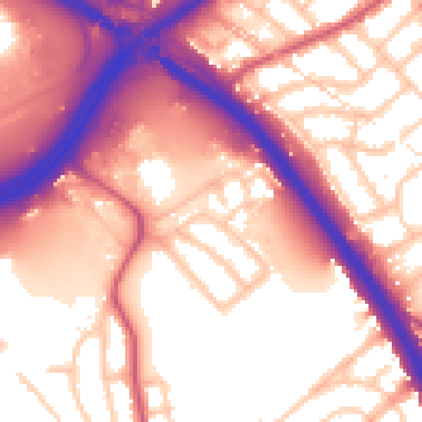 Daytime road noise heatmap for NW2 1BA
