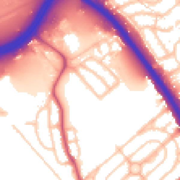 Daytime road noise heatmap for NW2 1BD