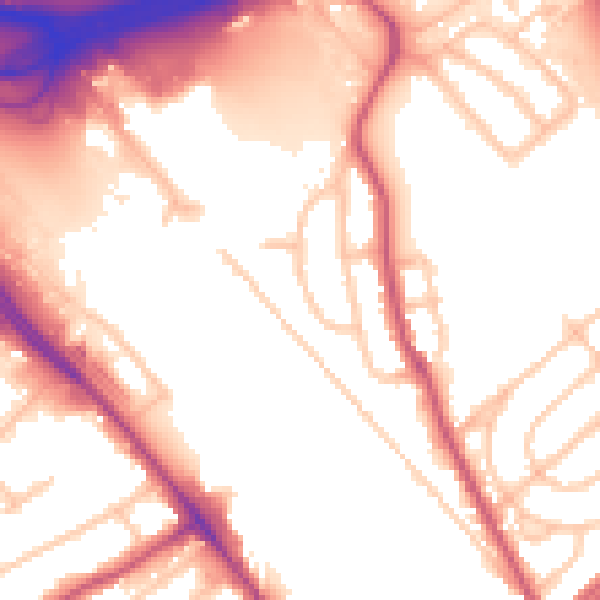 Daytime road noise heatmap for NW2 1DA