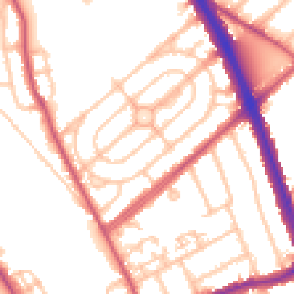Daytime road noise heatmap for NW2 1EH