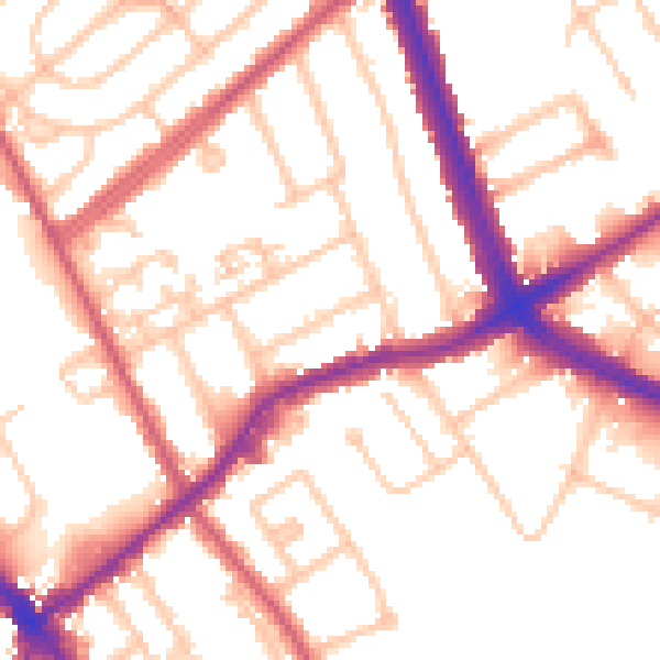 Daytime road noise heatmap for NW2 1RP