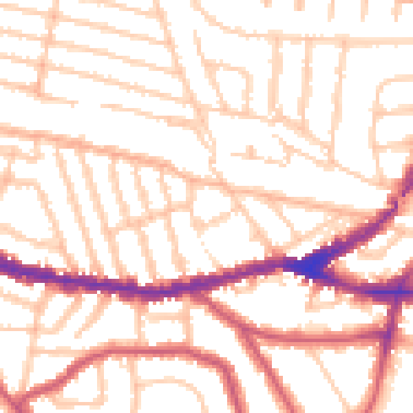 Daytime road noise heatmap for NW2 5BE