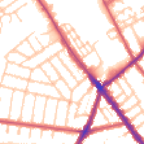 Daytime road noise heatmap for NW2 6RY