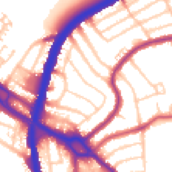 Daytime road noise heatmap for NW2 7PH