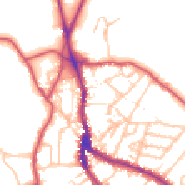 Daytime road noise heatmap for NW3 1AB