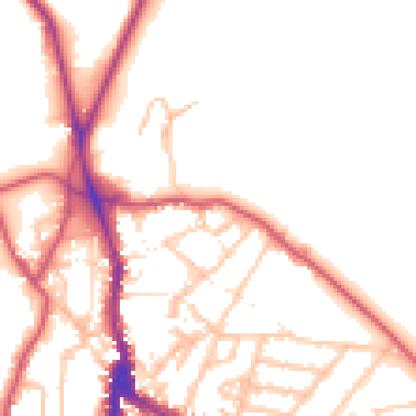 Daytime road noise heatmap for NW3 1AL