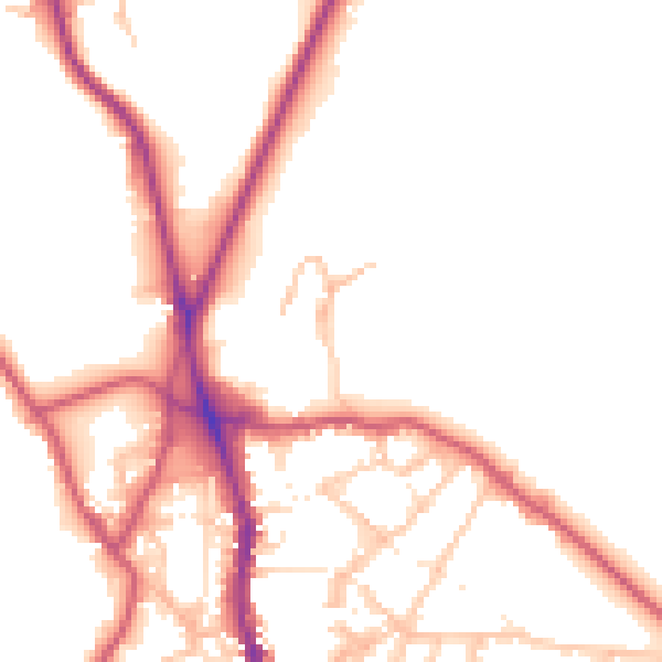 Daytime road noise heatmap for NW3 1AN
