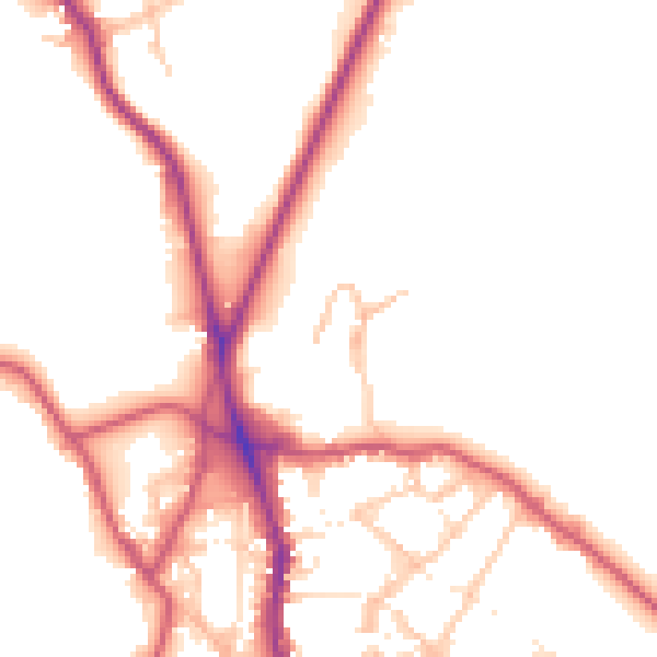 Daytime road noise heatmap for NW3 1AZ