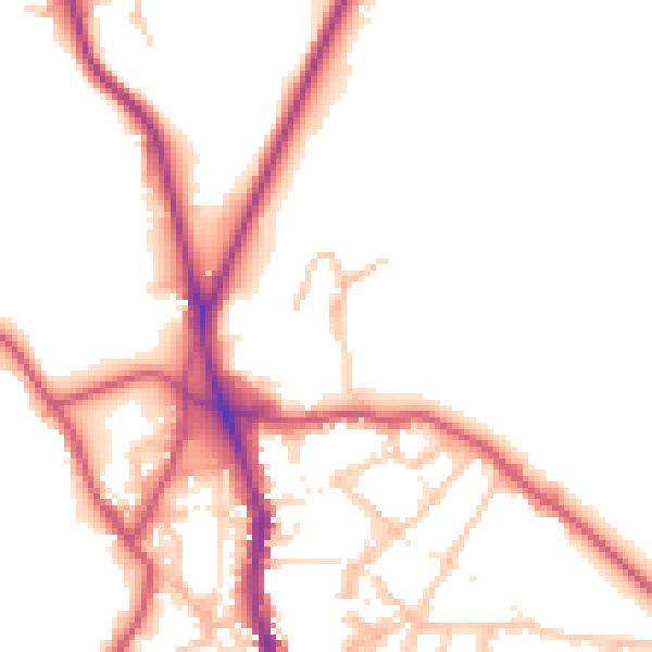 Daytime road noise heatmap for NW3 1BB