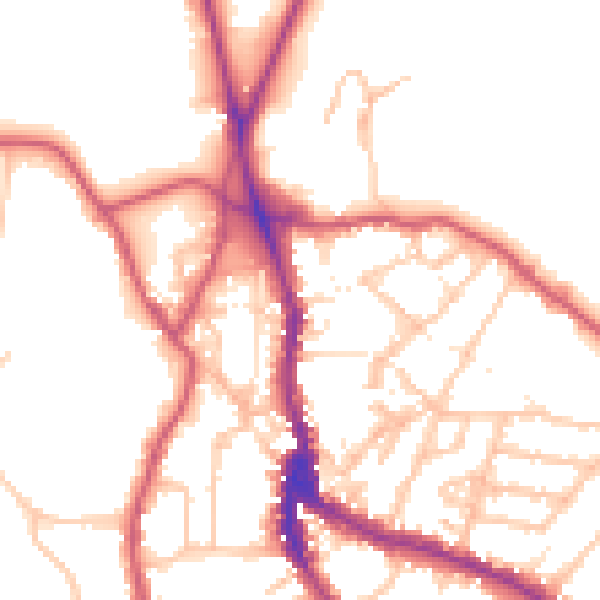 Daytime road noise heatmap for NW3 1BD