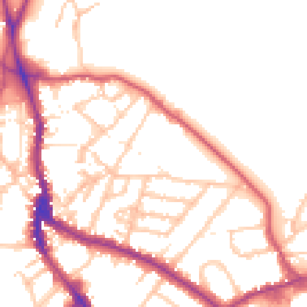 Daytime road noise heatmap for NW3 1BJ