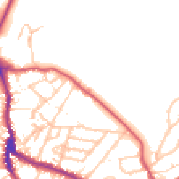 Daytime road noise heatmap for NW3 1BP