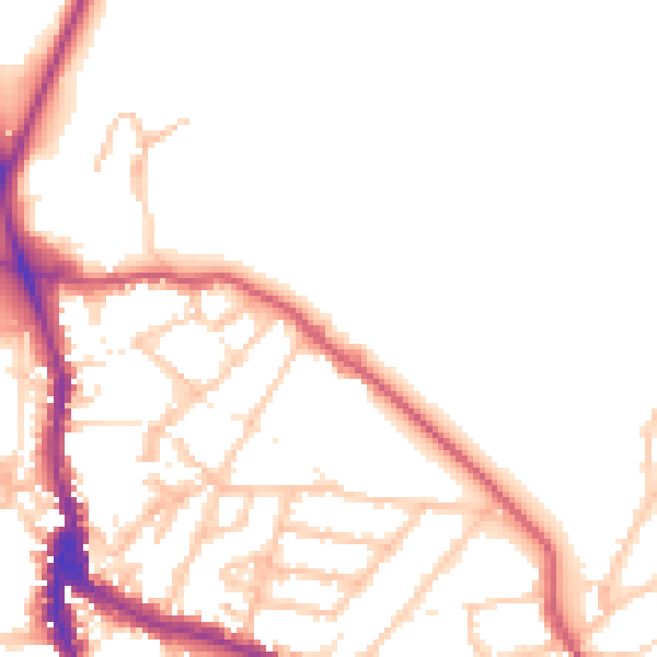 Daytime road noise heatmap for NW3 1BS