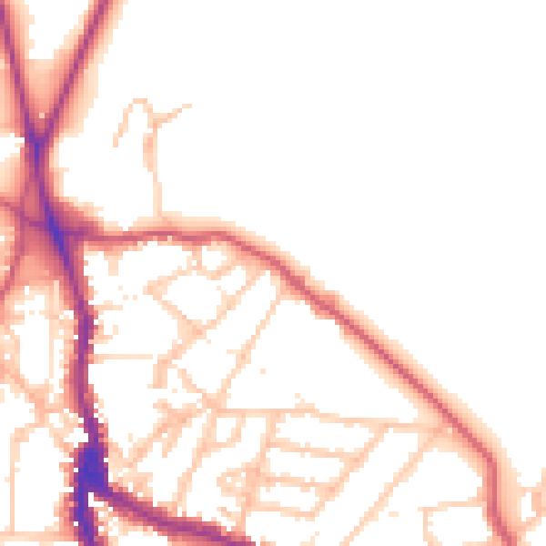 Daytime road noise heatmap for NW3 1DA