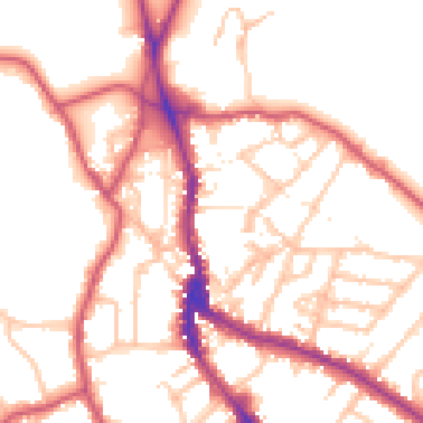 Daytime road noise heatmap for NW3 1DD