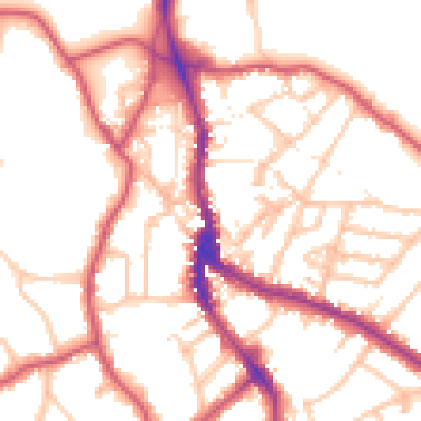 Daytime road noise heatmap for NW3 1DN