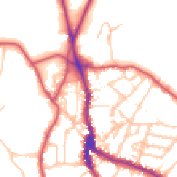 Daytime road noise heatmap for NW3 1DT