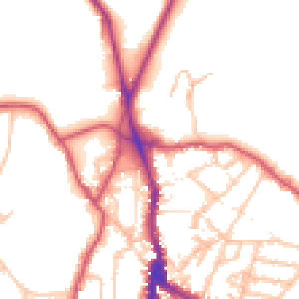 Daytime road noise heatmap for NW3 1DU