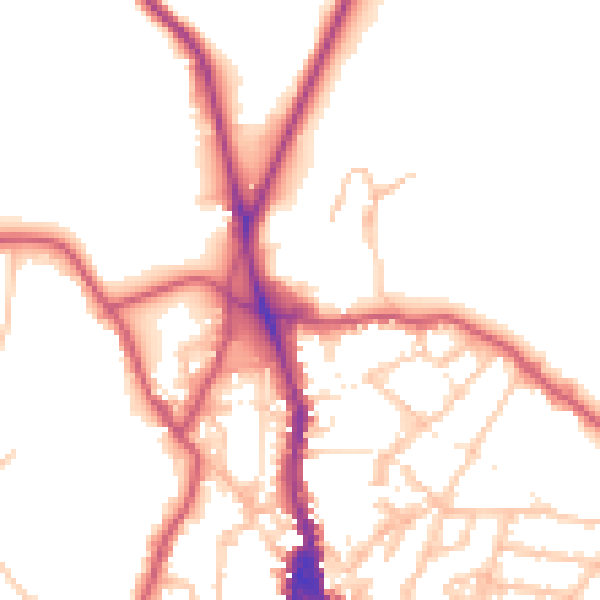 Daytime road noise heatmap for NW3 1DY