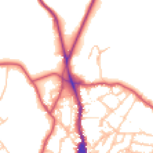 Daytime road noise heatmap for NW3 1EA