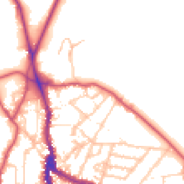 Daytime road noise heatmap for NW3 1EG