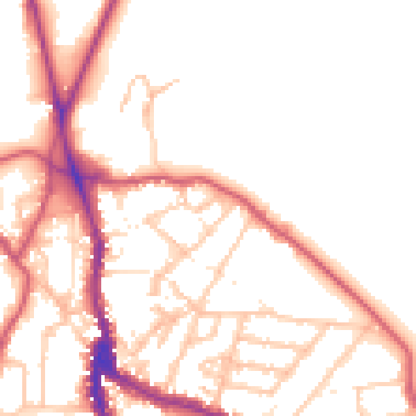 Daytime road noise heatmap for NW3 1EL