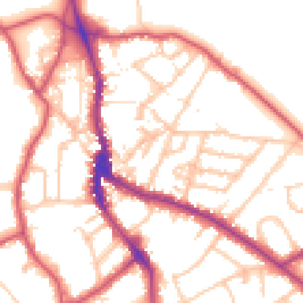 Daytime road noise heatmap for NW3 1HA