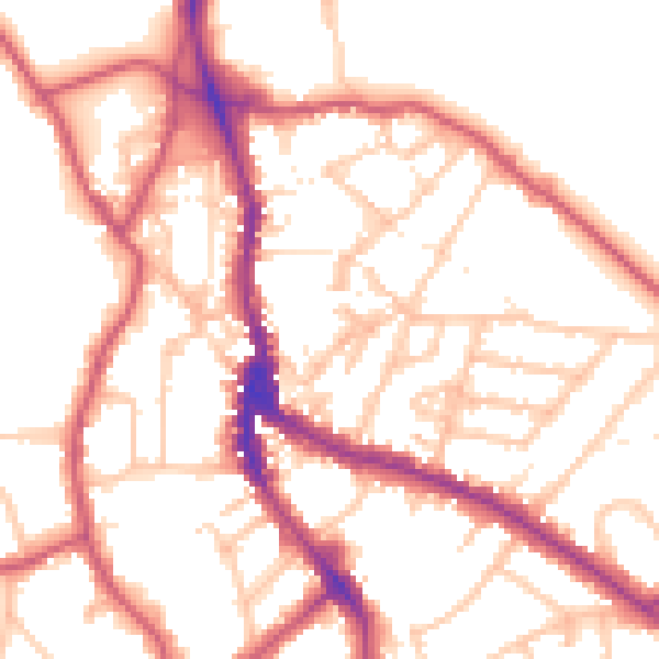Daytime road noise heatmap for NW3 1HB