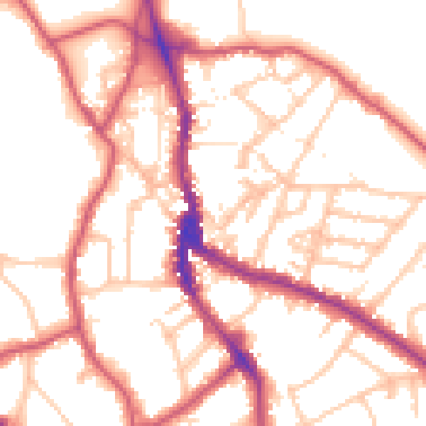 Daytime road noise heatmap for NW3 1HL