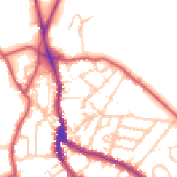 Daytime road noise heatmap for NW3 1JP