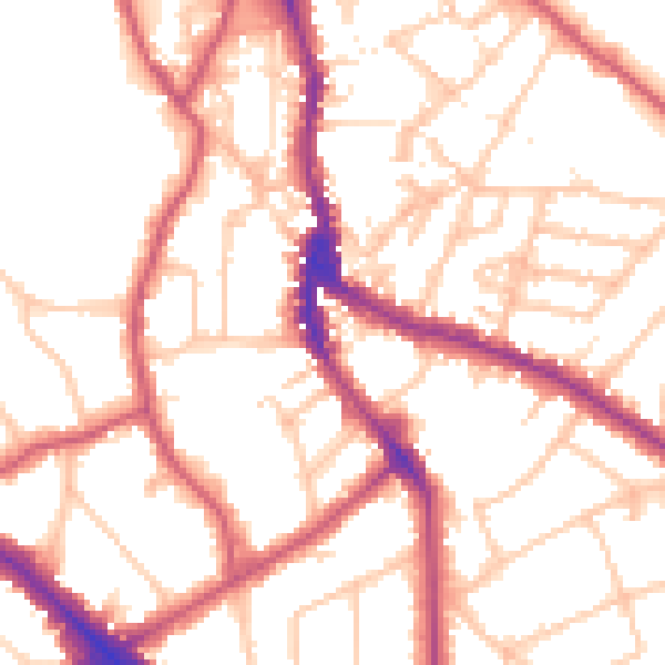 Daytime road noise heatmap for NW3 1QU