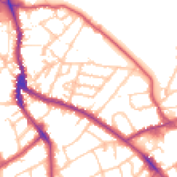 Daytime road noise heatmap for NW3 1RY