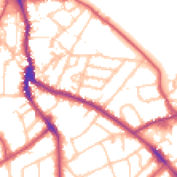 Daytime road noise heatmap for NW3 1TA