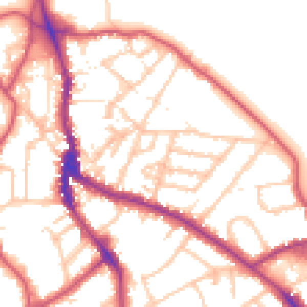 Daytime road noise heatmap for NW3 1TT