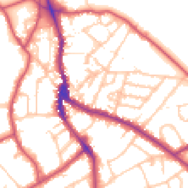 Daytime road noise heatmap for NW3 1TX
