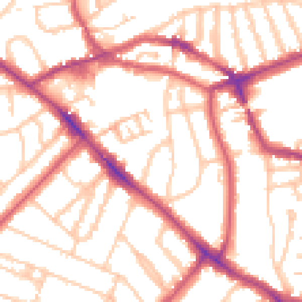 Daytime road noise heatmap for NW3 2AN