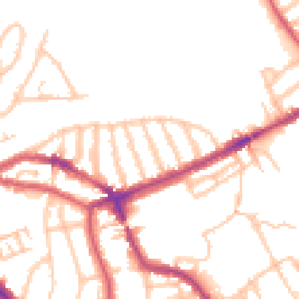 Daytime road noise heatmap for NW3 2LE