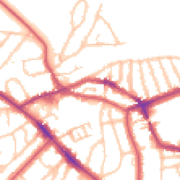 Daytime road noise heatmap for NW3 2NQ