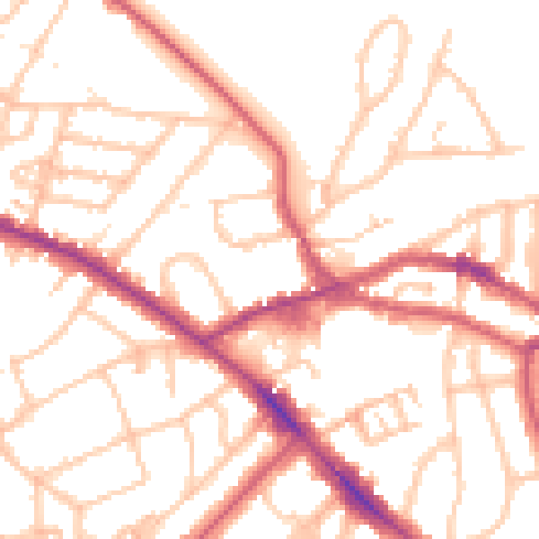Daytime road noise heatmap for NW3 2NW