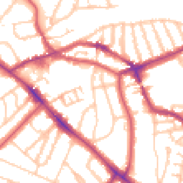 Daytime road noise heatmap for NW3 2XD