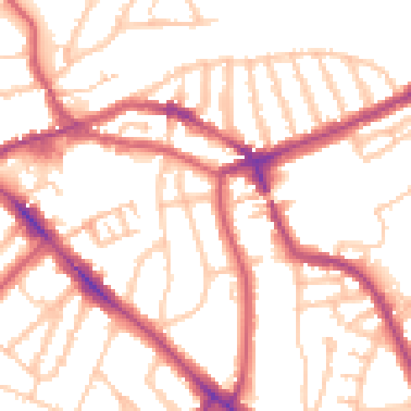 Daytime road noise heatmap for NW3 2XN