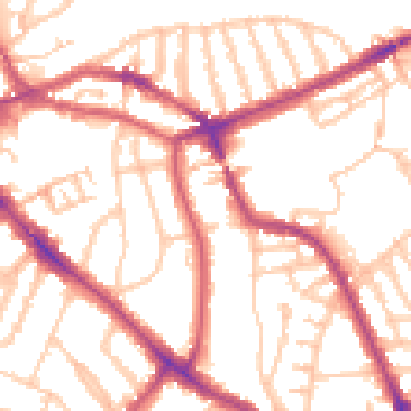 Daytime road noise heatmap for NW3 2YS
