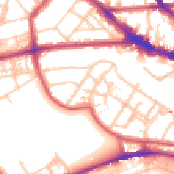 Daytime road noise heatmap for NW3 3AZ